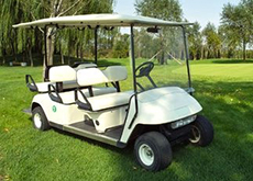 A white golf cart